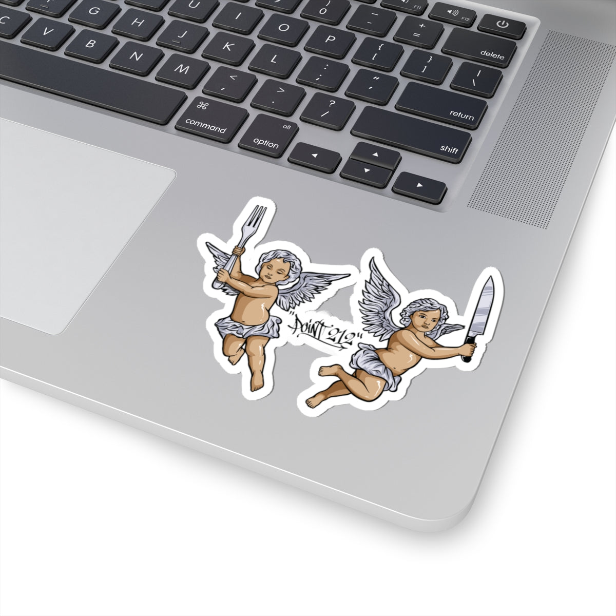 Two Angels Holding Cutlery Sticker